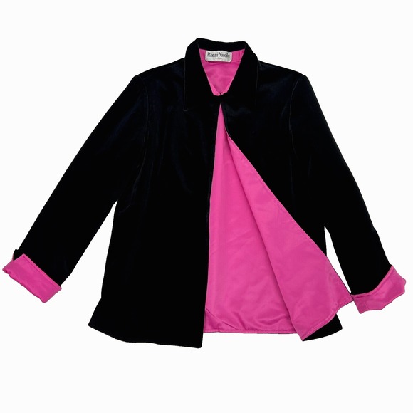 Ronni Nicole Jackets & Blazers - Ronni Nicole Ouida VTG Y2K‎ Black Velvet S Pink Lined Dressy Shirt Jacket Party